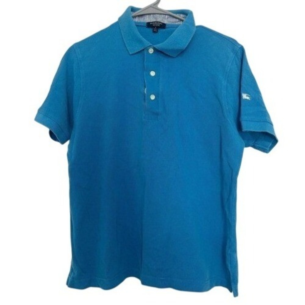 Burberry London Polo Shirt Womens Small Blue Excellent Short Sleeve Cotton Logo